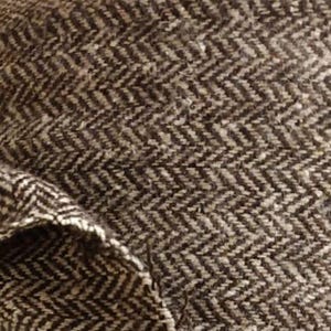 Tecido misto de lã espinha de peixe marrom italiano, ideal para casacos e ternos, 150 cm de largura