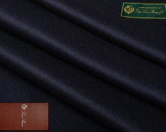 Tissu cachemire LORO PIANA. Tissu noir tissé en ITALIE. Matériau lourd pour manteau et veste de luxe, finition très douce, 150 cm de large