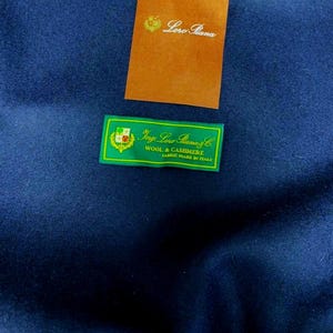 LORO PIANA Wool/ Cashmere Fabric. Navy fabric woven in ITALY.  Heavy  Material for Luxury Coat,  Jacket,  very soft finish