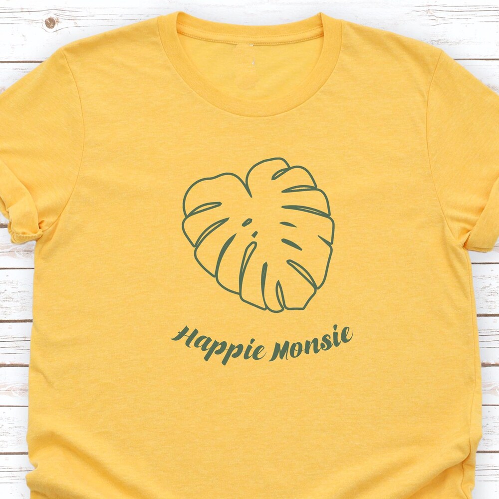 Happie Monsie Tshirt, Plant Lover Gift, Monstera Lover Gift, Plant Mom Shirt, Plant Lady Shirts, Flower Tees, Monstera Plant Shirt