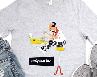 Olympia Typewriter Graphic Tshirt, typewriter Shirt, 1930s, Original, Tik tok, vintage tshirt, typewriter print shirt poet, novelist, gift