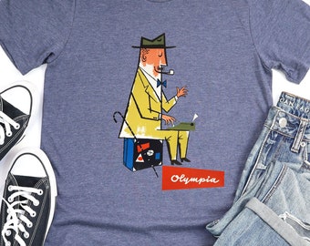 Olympia Typewriter Graphic Tshirt, typewriter Shirt, 1930s, Original, Tik tok, vintage tshirt, typewriter print shirt poet, novelist, gift