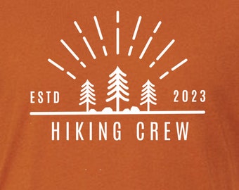 Hiking Crew, ESTD 2023 customizable T-shirt, The great outdoor hiking and camping custom tee, offgrid crew apparel