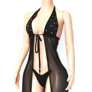 Mesh/lycra robe with stones