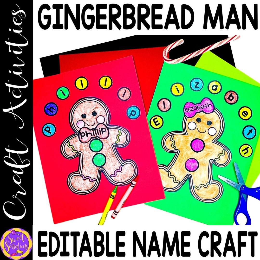 Gingerbread Man Kids Craft Christmas Craft Editable Personalized