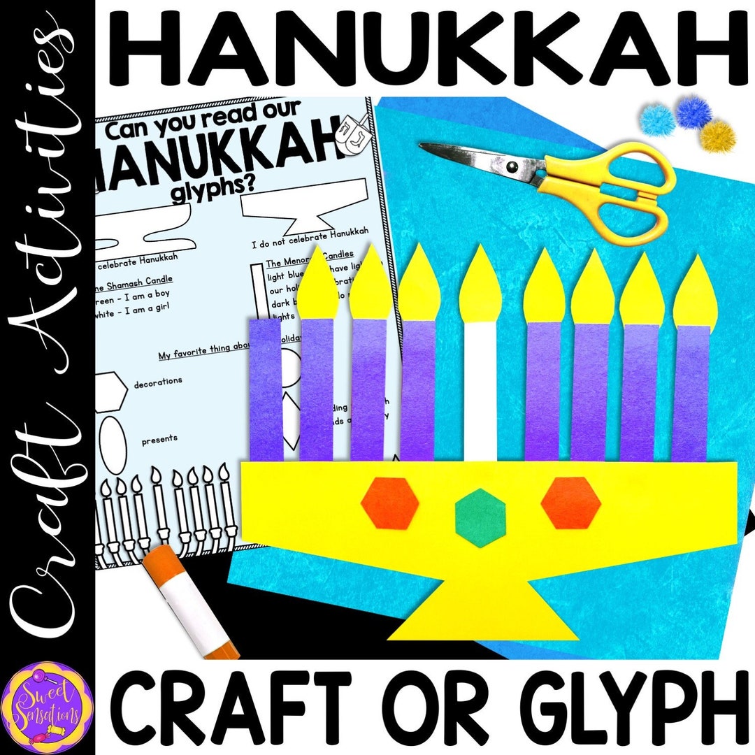 Hanukkah Menorah Craft Printable Template Etsy Hanukkah Menorah Craft Printable Template Etsy
