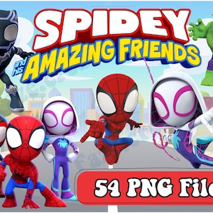 Imagens PNG do Spidey e seus amigos incríveis, alta resolução, Cricut, decoração de festa de aniversário do Spidey, imagens do Kid Spiderman, download instantâneo