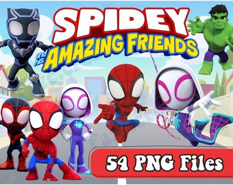 Imágenes PNG de Spidey y sus increíbles amigos, alta resolución, Cricut, decoración de fiesta de cumpleaños de Spidey, imágenes de Spiderman para niños, descarga instantánea