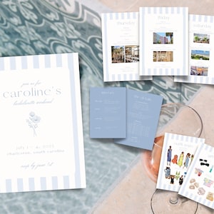 Coastal Grandma Bachelorette Party Invite & Deluxe Itinerary: Printable Instant Download Canva Customizable Charleston Nashville Scottsdale