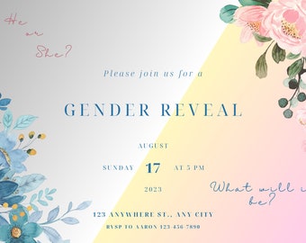 Gender Reveal Printable Invitation