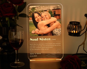 Seelenschwester Acryl Fotoplatte, Geschenk für beste Freunde, beste Freundin, Mutter, Schwester, beste Freundin, Mutter, Schwester