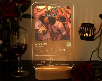 Custom acrylic music plaque,unique Wedding LED plaque,acrylic plaque with photo,custom picture frames,song picture frame,Anniversary gift