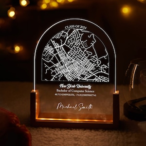 Custom College Map Night Light, Graduation Gift, Graduate Gift For Class of 2024, Custom Campus Map Acrylic Plaque, Gift for Graduation