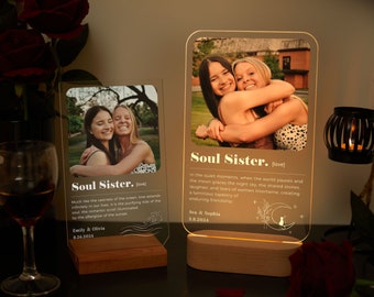 Soul sister acylic plaque,personalized words print acrylic plaque sign,custom acrylic photo block plaque,gift for best friends,brithday gift