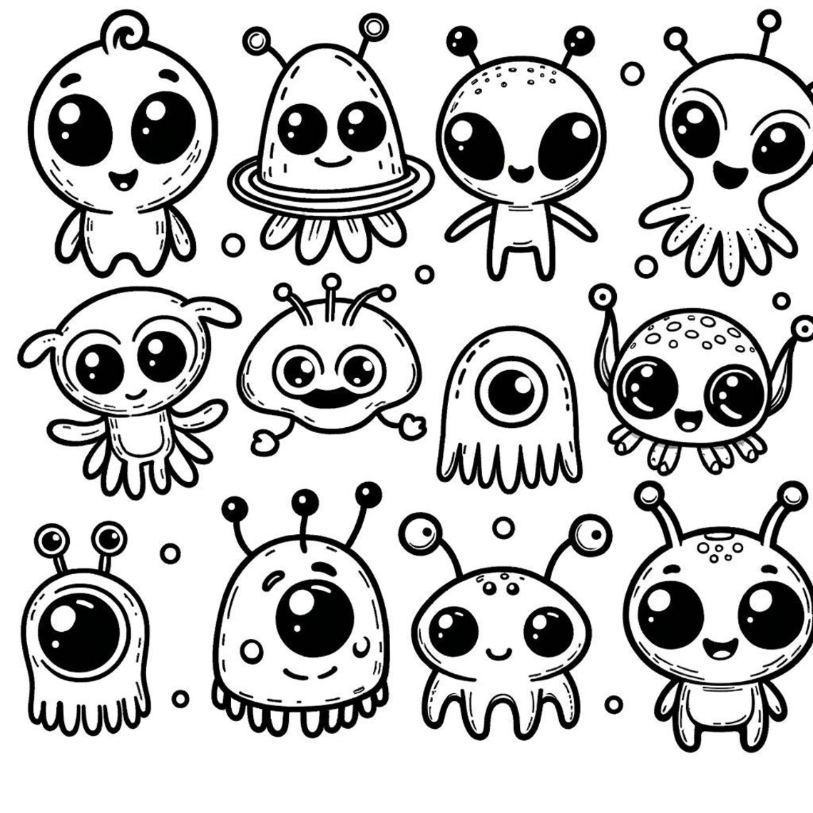 Kids Coloring Book Page Aliens - Etsy