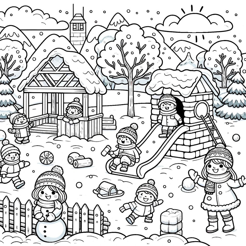 Winter Themed Coloring Pages for Kids 7 Pack - Etsy