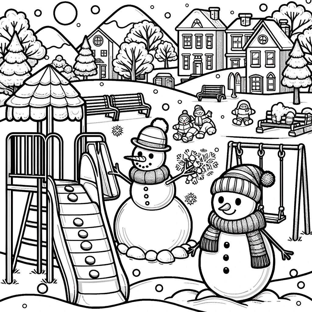 Winter Themed Coloring Pages for Kids 7 Pack - Etsy