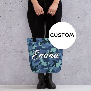 Made To Order Military Camo Tote Bag, Personalized Army Camouflage Tote Bag, Custom Military Bag, Army Camo Gift, Camouflage Lover Carryall