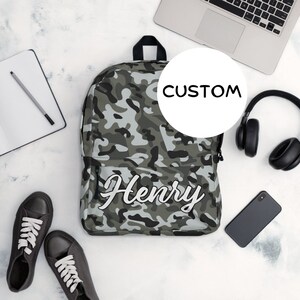 Made To Order Military Camo Backpack Back To School, Personalized Army Camouflage Backpack, Custom Name Military Themed Bag, Army Camo Gift