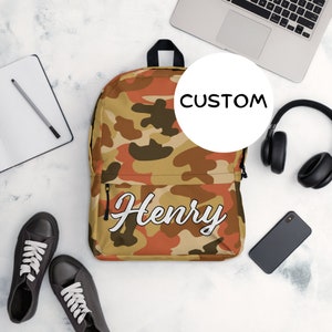 Made To Order Military Camo Backpack Back To School, Personalized Army Camouflage Backpack, Custom Name Military Themed Bag, Army Camo Gift
