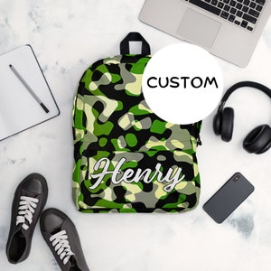 Custom Name Military Themed Backpack, Personalized Army Camo Backpack, Army Camouflage Backpack Back To School, Made To Order Military Bag