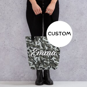 Made To Order Military Camo Tote Bag, Personalized Army Camouflage Tote Bag, Custom Military Bag, Army Camo Gift, Camouflage Lover Carryall