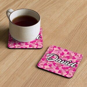 Personalized Army Camouflage Coaster Set, Custom Name Military Inspired Drink Coasters, Army Camo Home Decor, Military Enthusiast Gift