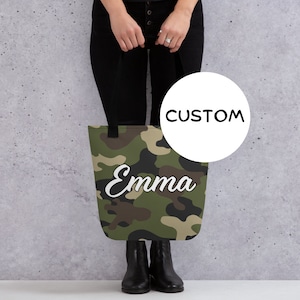 Made To Order Military Camo Tote Bag, Personalized Army Camouflage Tote Bag, Custom Military Bag, Army Camo Gift, Camouflage Lover Carryall