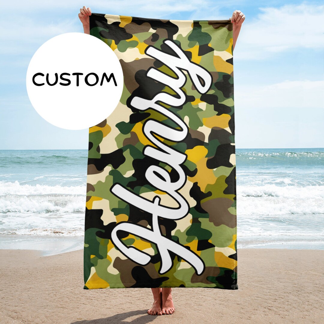 Made To Order Military Camo Beach Towel Personalized Army Camouflage Made To Order Military Camo Beach Towel Personalized Army Camouflage