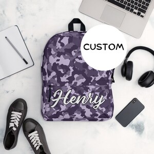 Custom Name Military Themed Backpack, Personalized Army Camo Backpack, Army Camouflage Backpack Back To School, Made To Order Military Bag