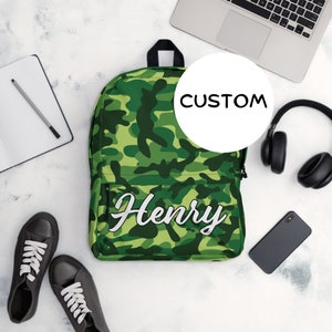 Made To Order Military Camo Backpack Back To School, Personalized Army Camouflage Backpack, Custom Name Military Themed Bag, Army Camo Gift
