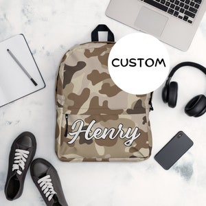 Made To Order Military Camo Backpack Back To School, Personalized Army Camouflage Backpack, Custom Name Military Themed Bag, Army Camo Gift