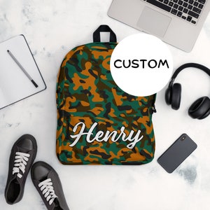 Personalized Army Camouflage Backpack Back To School, Custom Name Military Backpack, Camo Bag, Military Themed Backpack, Hunting Backpack