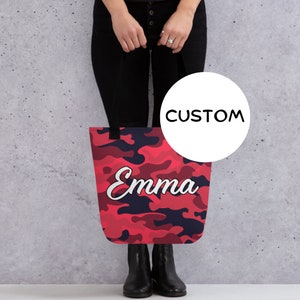 Made To Order Military Camo Tote Bag, Personalized Army Camouflage Tote Bag, Custom Military Bag, Army Camo Gift, Camouflage Lover Carryall