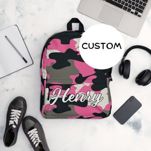 Custom Name Military Themed Backpack, Personalized Army Camo Backpack, Army Camouflage Backpack Back To School, Made To Order Military Bag