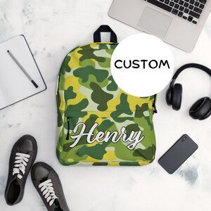 Made To Order Military Camo Backpack Back To School, Personalized Army Camouflage Backpack, Custom Name Military Themed Bag, Army Camo Gift