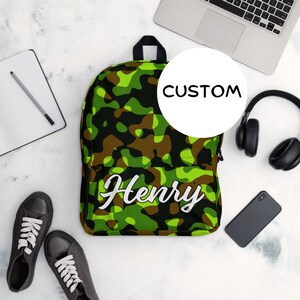 Personalized Army Camouflage Backpack Back To School, Custom Name Military Backpack, Camo Bag, Military Themed Backpack, Hunting Backpack