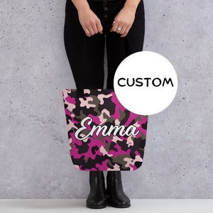 Made To Order Military Camo Tote Bag, Personalized Army Camouflage Tote Bag, Custom Military Bag, Army Camo Gift, Camouflage Lover Carryall