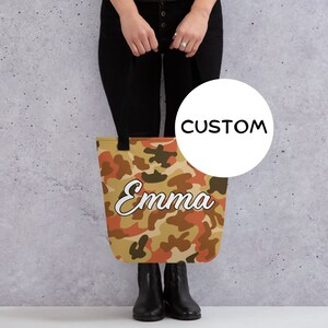Made To Order Military Camo Tote Bag, Personalized Army Camouflage Tote Bag, Custom Military Bag, Army Camo Gift, Camouflage Lover Carryall