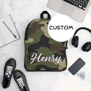 Made To Order Military Camo Backpack Back To School, Personalized Army Camouflage Backpack, Custom Name Military Themed Bag, Army Camo Gift
