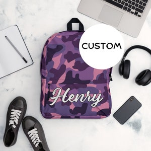 Made To Order Military Camo Backpack Back To School, Personalized Army Camouflage Backpack, Custom Name Military Themed Bag, Army Camo Gift