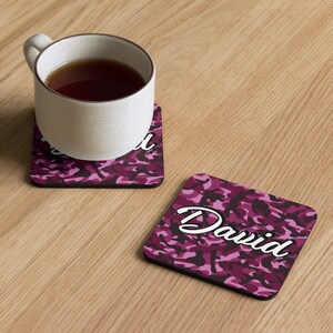 Personalized Army Camouflage Coaster Set, Custom Name Military Inspired Drink Coasters, Army Camo Home Decor, Military Enthusiast Gift
