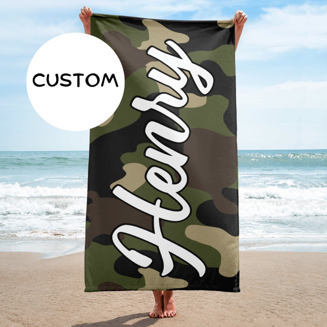 Made To Order Military Camo Beach Towel Personalized Army Camouflage Made To Order Military Camo Beach Towel Personalized Army Camouflage