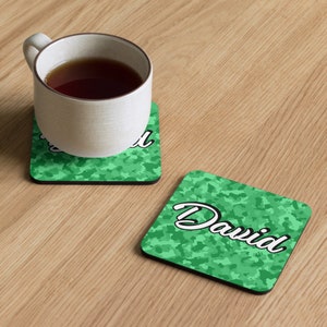 Personalized Army Camouflage Coaster Set, Custom Name Military Inspired Drink Coasters, Army Camo Home Decor, Military Enthusiast Gift