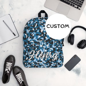 Custom Name Military Themed Backpack, Personalized Army Camo Backpack, Army Camouflage Backpack Back To School, Made To Order Military Bag