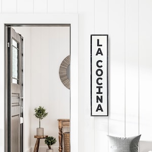 La Cocina Vertical sign, Spanish Hispanic, Hispanic Chef, Hispanic  Kitchen Framed Wooden Sign 6 x 30