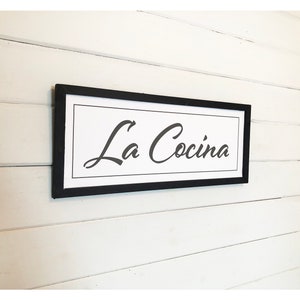 La Cocina Spanish Hispanic, Hispanic Chef, Hispanic  Kitchen Framed Canvas Print 9.5 x 23