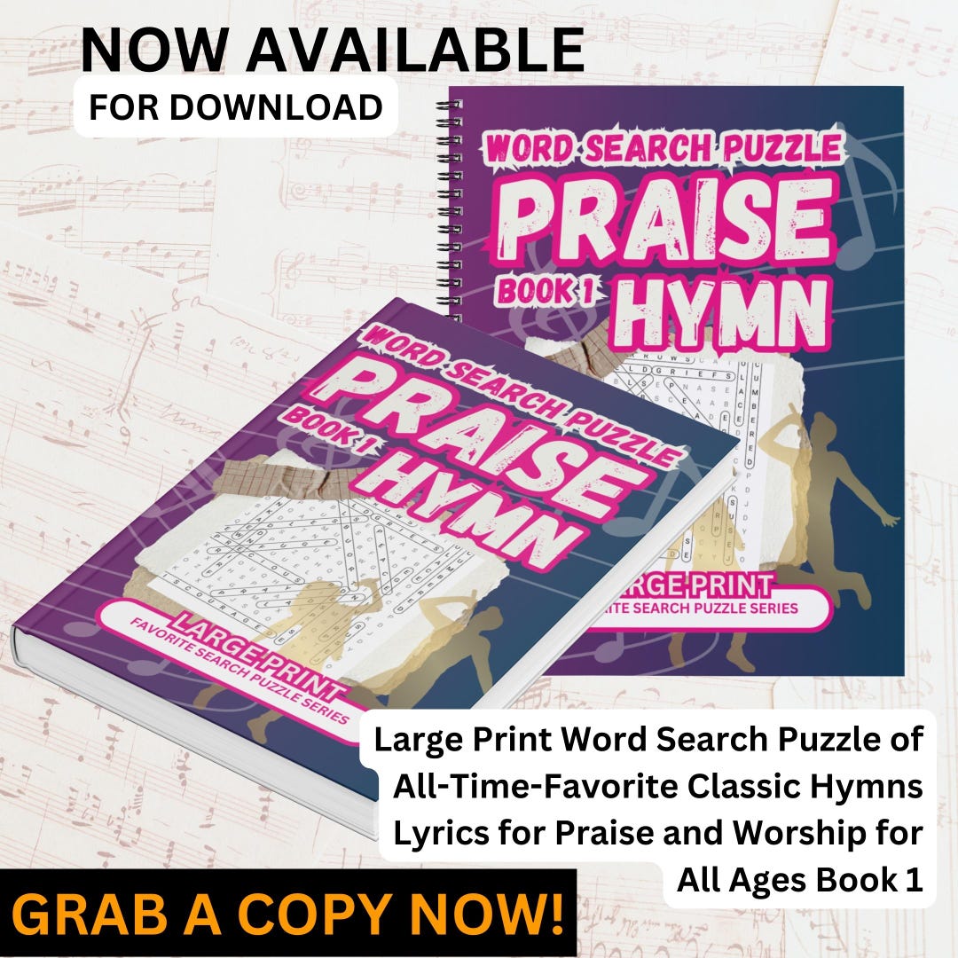 Praise Hymn Lyrics Word Search Puzzle: Favorite Christian Sacred Hymn ...