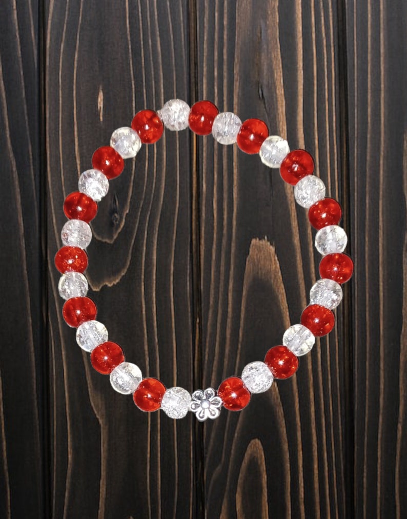 Floral Candy Cane 6mm Glass Bead Bracelet Candy Cane Etsy