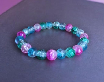 Mermaid Glass Bead Bracelet: Colorful Summer Jewelry